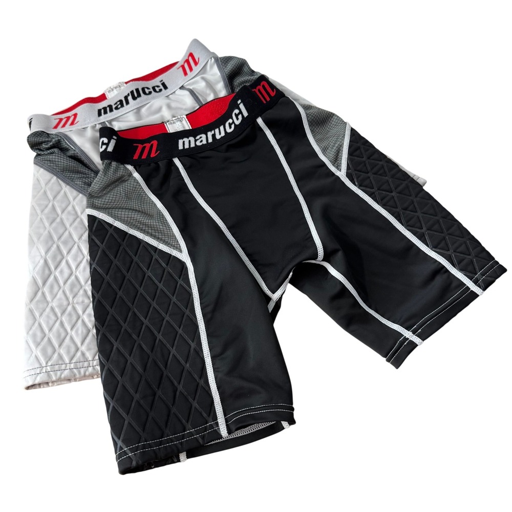 Marucci Youth Padded Sliding Shorts Compression Baseball Softball Black White L